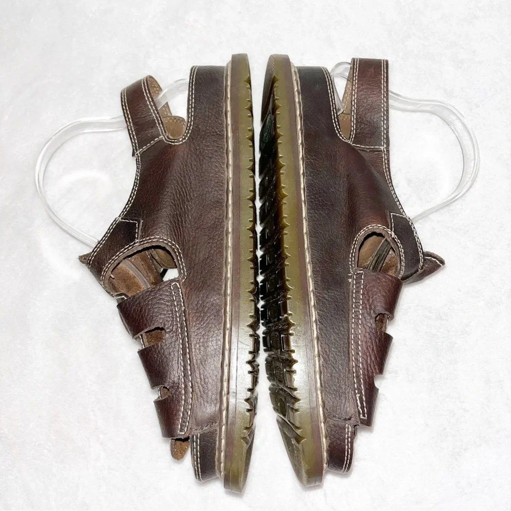 Y2K 90s Deer Stag Chunky Brown Leather Sandals Mens Size 11 Lug Rugged Fisherman